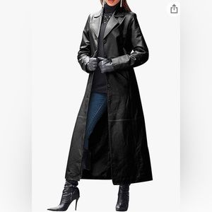 Gihuo Women' s PU Faux Leather Jacket Maxi Long Lapel Coat. L too big for me 🙂